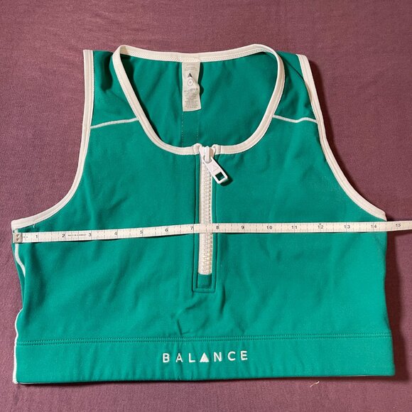 Balance Athletica Longline Zip-Up Sports Bra in Green - Size Medium - Picture 3 of 7